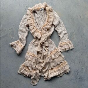 Vintage euro ruffle crochet cardigan